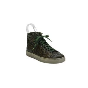 Calzoleria Toscana Mens Leather High Top Lace Up Woven Sneakers Green Size 7.5